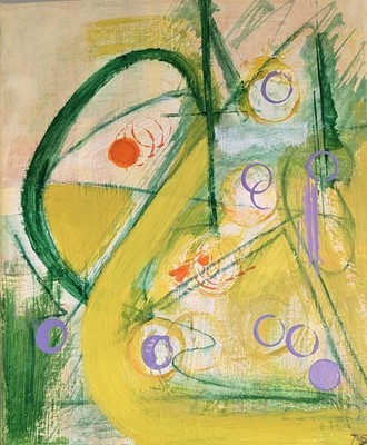 Frühling Luftballons Modern Abstrakt Original Kunst Feiern Ostern & Frühling