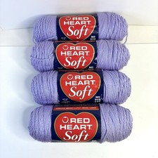 Red Heart Soft Yarn 5oz SET OF 4 -Light Amethyst Lavender No Dye Lot Worsted