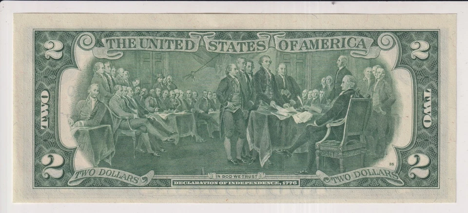 TWO DOLLAR FEDERAL RESERVE NOTE UNITED STATES OF AMERICA SERIES 1976 $2 BILL J - Image 2 of 2