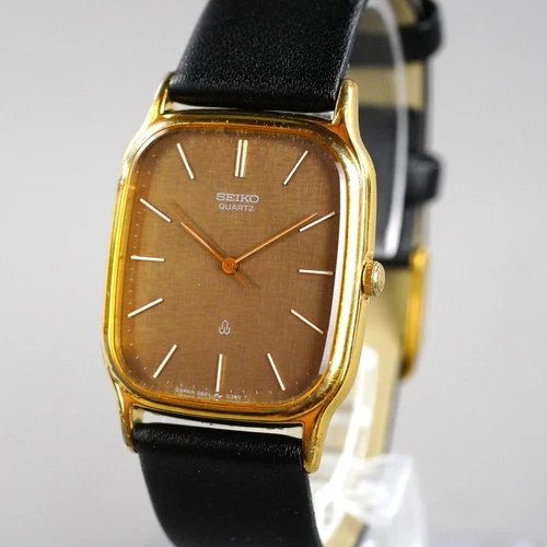 SEIKO 1979 Vintage 2621-5170 Men's Watch Gold 27mm New Battery New Leather Band
