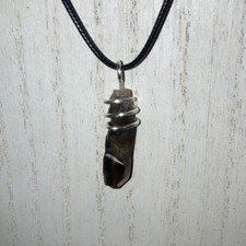 Handmade Smokey quartz point crystal wire wrapped pendant Necklace Reiki Charged