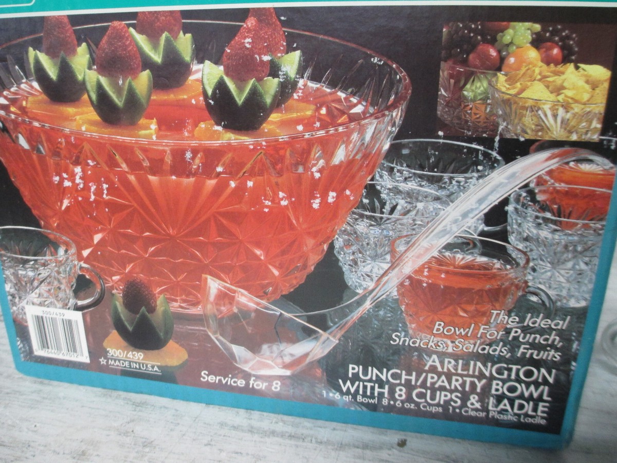 1990 - 10 Piece Arlington Punch Bowl Set By Anchor Hocking Fine