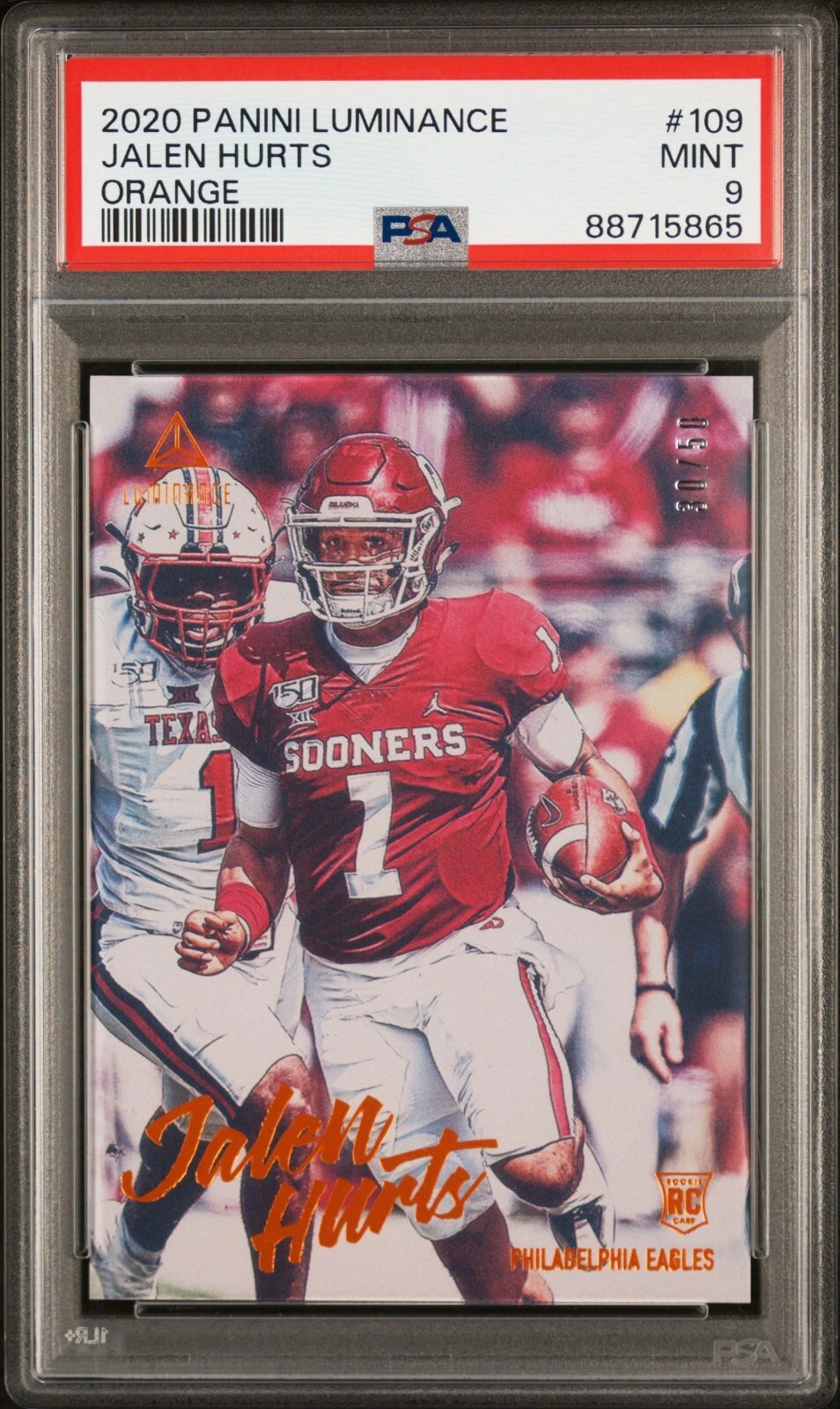 Jalen Hurts Panini Luminance #109 Orange