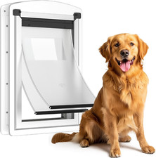 Large Dog Door for Door, Steel Dog Door for Exterior Door with Telescoping Tunne
