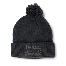 Pom Pom Beanies for Women Team Jesus Life Time Member C Embroidery Skull Cap