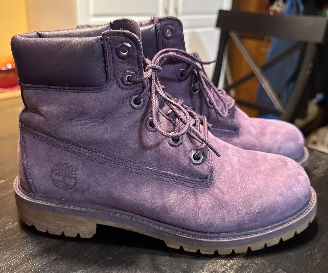 Stivaletti impermeabili Timberland 6" Premium da bambina taglia 4 5 in pelle viola ottime condizioni