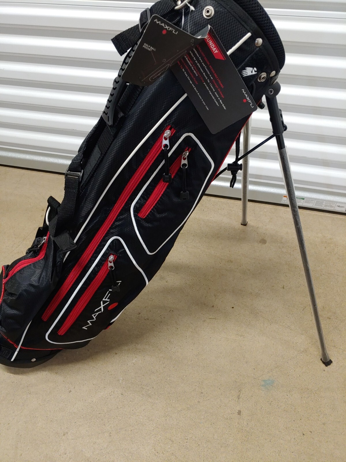 MaxFli Sunday Golf Stand Bag 3 Slot Black/ Red! NEW