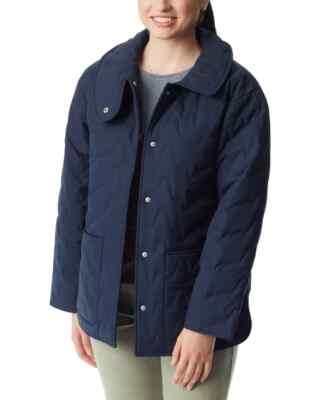 ジャケット・アウター YILON Cinched waist midi coat NAVY AGOLDE Women's Navy Blue Quilted Iona Jacket (US, Alpha