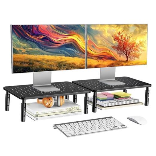 Monitor Stand for Desk, Computer Monitor Stand Height Adjustable, Black-image