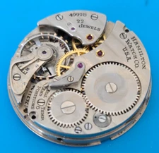 CLEAN VINTAGE 16 SIZE HAMILTON GRADE 4992B MODEL 5 POCKET WATCH MOVEMENT PARTS