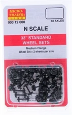 Micro Trains N Scale ~ New ~ 33" Standard Wheel Sets 48 axles (401) ~ 00312000