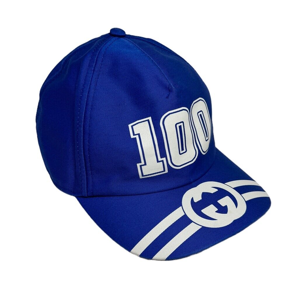 GUCCI 100th Anniversary Limited Baseball Cap Blue & White XL GUCCI 100th Anniversary Limited Baseball Cap Blue & White XL