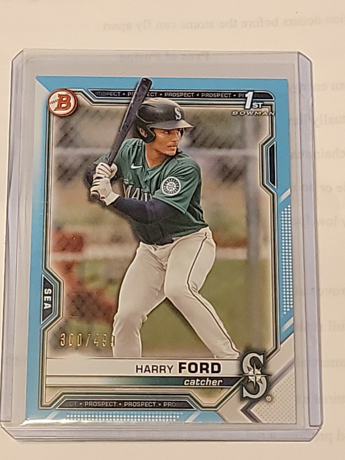 2021 Bowman Draft HARRY FORD Paper SKY BLUE PARALLEL /499 Mariners BD-1