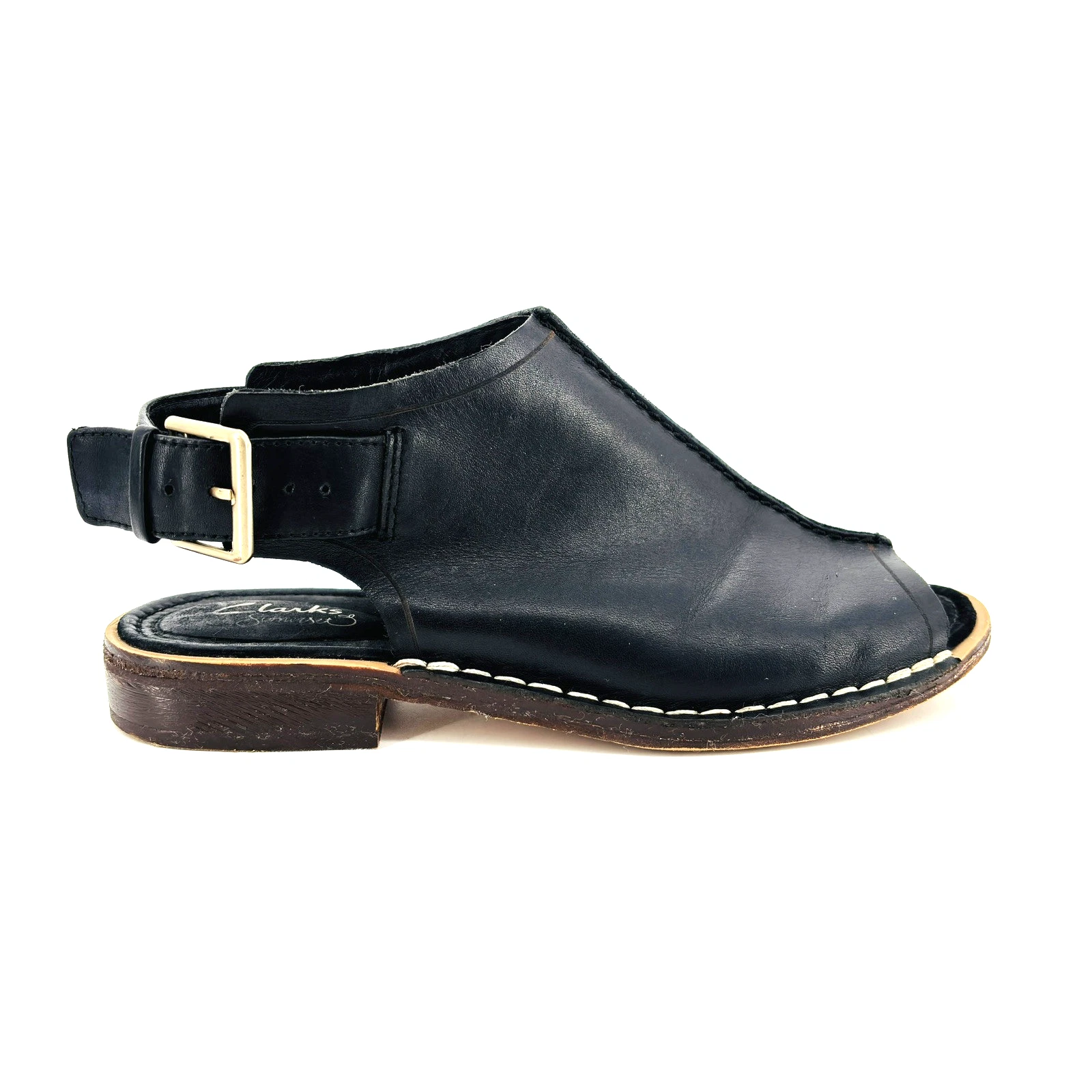 Scarpe sandali donna 6 5 M Clarks Somerset cabaret charm pelle nera slingback