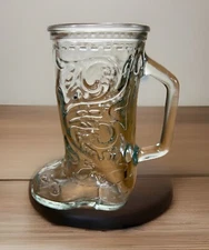 Cowboy Boot Drinking Glass Beer Mug Country Western 5 7/8”