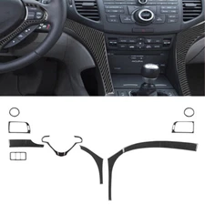 10Pcs Carbon Fiber Full Set Kit Interior Decor Cover Trim For Acura TSX 2009-14