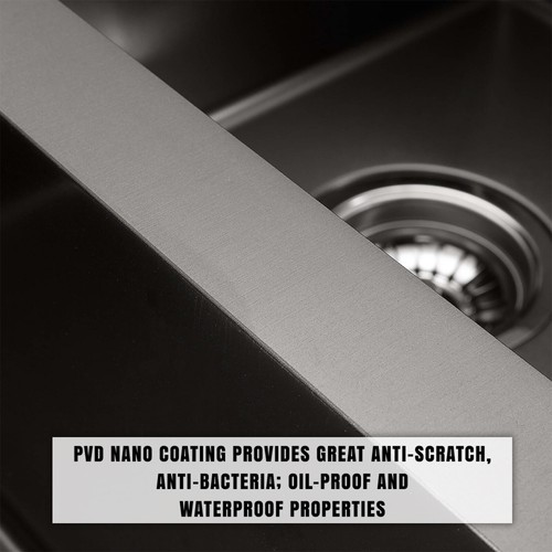 Handmade Black Sink 304 Stainless Steel Nano Kitchen Laundry Basin Heavy Duty - Picture 47 of 85