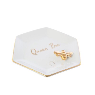 Sass & Belle Bienenkönigin Schmuck Schale Schmuck Tablett Halter Weißgoldrand Geschenk