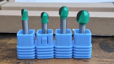 (449) DENALI Imperial Router Bit Set of 4 Pieces 1/4'' 90 Round Nose Groove