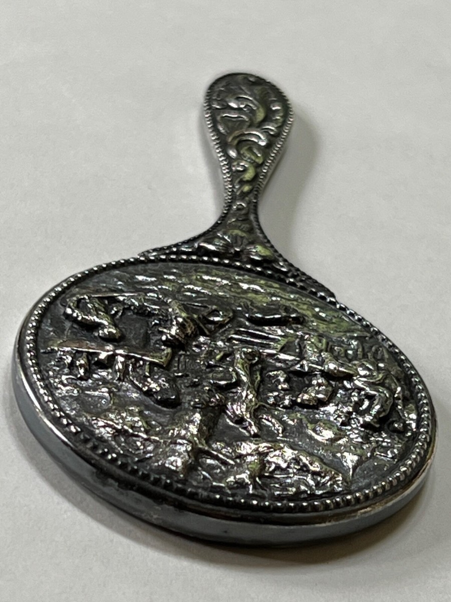 Vtg ZILPLA 90 SILVER PLATE EMBOSSED Scenic DUTCH HAND HELD Vtg ZILPLA 90 SILVER PLATE EMBOSSED Scenic DUTCH HAND HELD
