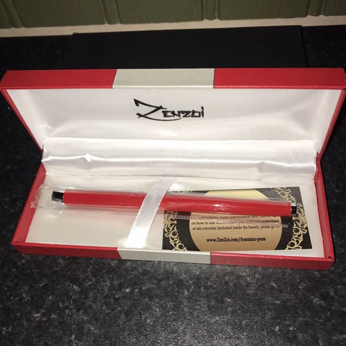 NEW ZenZoi Red Fountain Hand Writing Pen, Timeless Collection, In Gift Case. 