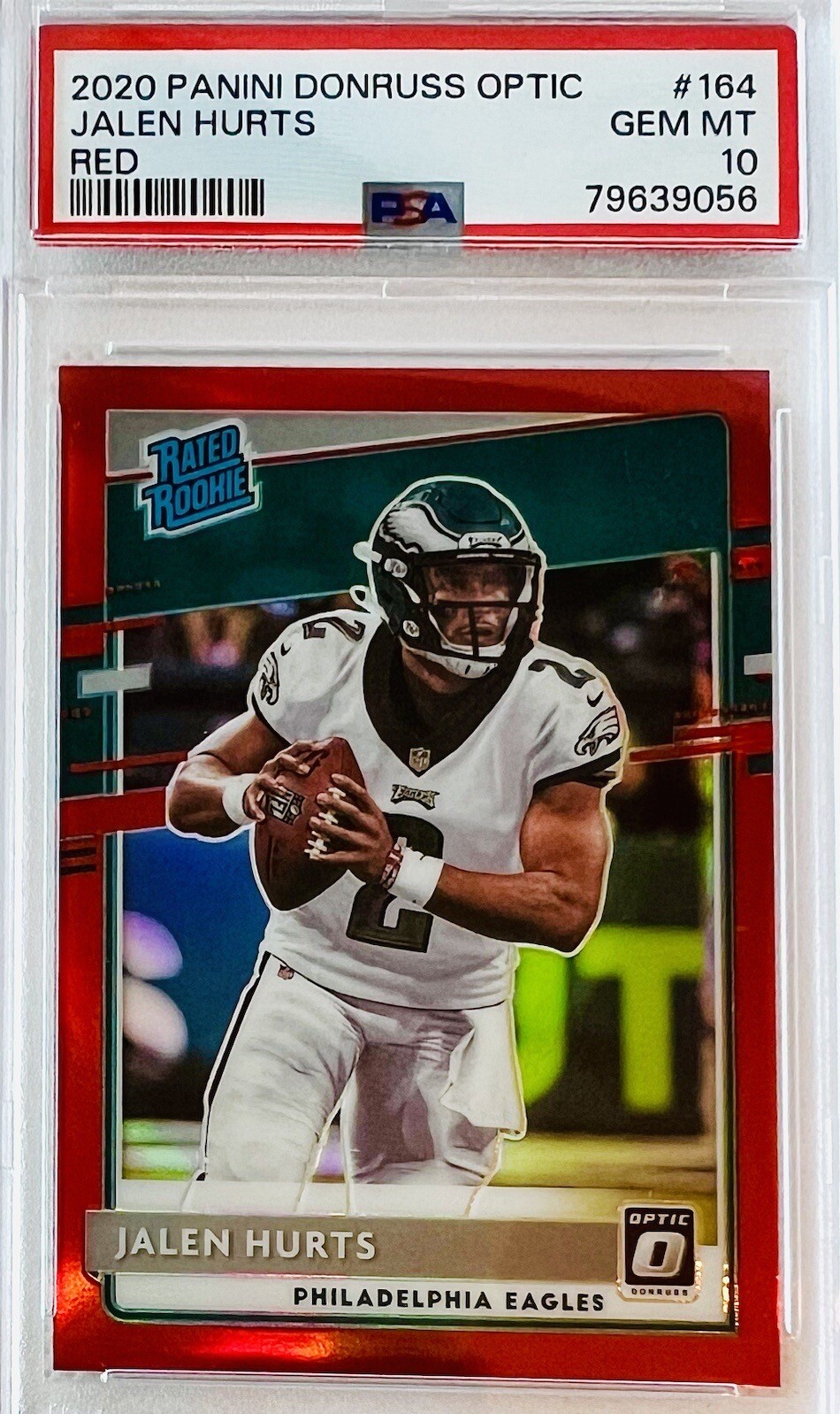 2020 Panini Donruss Optic Jalen Hurts Rated Rookie Prizm Red #/99 SP PSA 10 💎