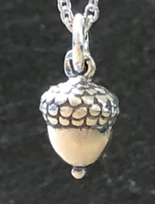 3D Petite Acorn Charm Necklace-925 Sterling Silver #C67
