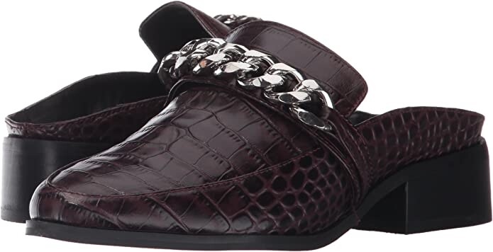 STEVEN Steve Madden Swanki Burgundy Red Leather Croc Loafer Mules