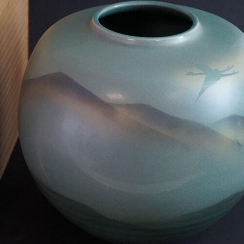 Jarrón Kutani japonés hecho a mano de cerámica Kosho Ikebana 6082 - Imagen 1 de 13