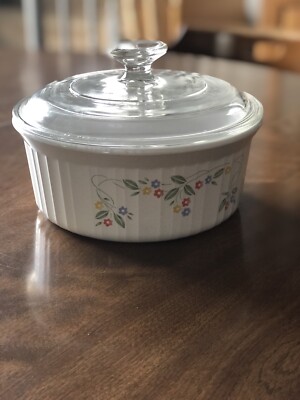 Vintage Corning Ware Casserole Dish Liter Lidded English Meadow F-5-B 