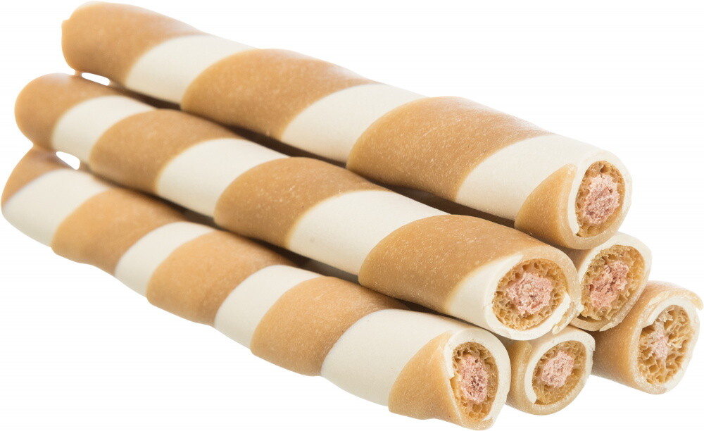 20 PACK TRIXIE CHICKEN FILLED ROLL STRAW DOG DENTAL CHEW TREAT STICK 10CM BULK