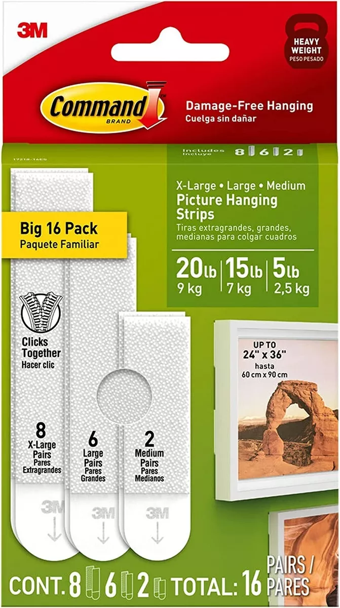 Command Large Picture Hanging Strips, 8 Strips