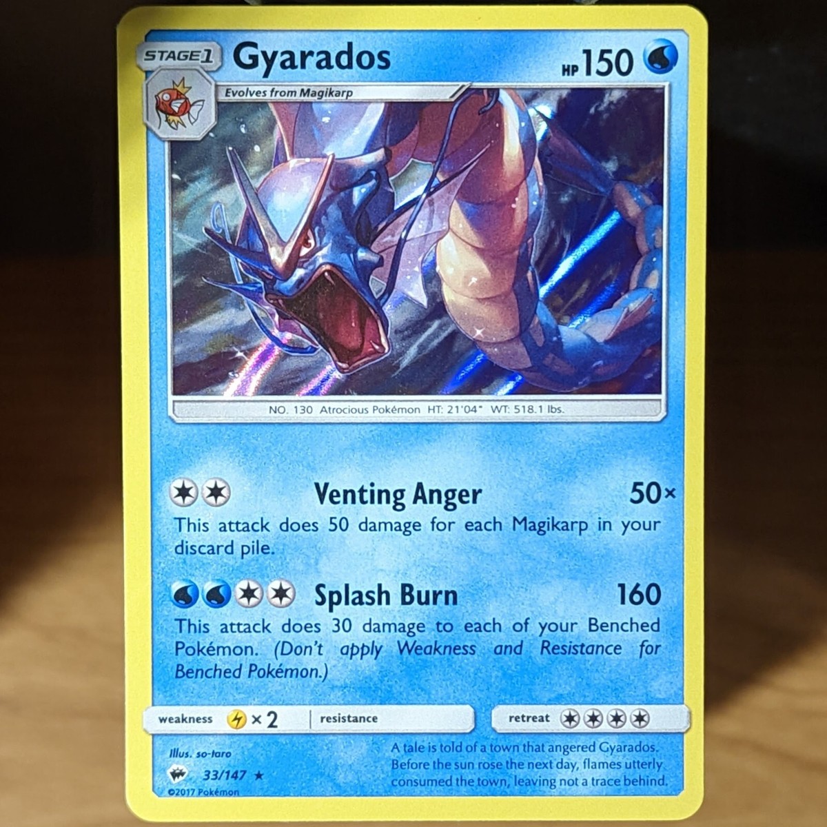 Gyarados 33/147 NM Holo Rare Burning Shadows Foil Pokemon Card sea serpent  snake | eBay