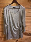 Lane Bryant Top Plus Size 22/24 Gold Metallic Long Sleeve Ribbed Gathered 