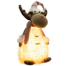 Elch 40cm(55cm) LED Hirsch stehend 2Stück Dekofigur rosa leuchtend Weihnachten