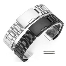 Stainless Steel Bracelet Replacement Watch Band Strap Push Button Clasp Buckle