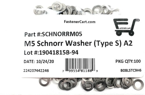 (100) M5 Stainless Steel Type S Safety Lock Washer - Schnorr style washer A2 - Picture 3 of 4
