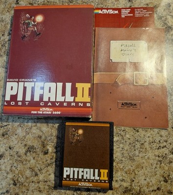 VIDEO! Pitfall II 2 Lost Caverns Atari 2600 CIB Complete Cartridge, Manual, Box
