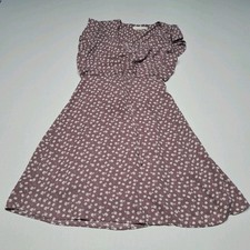 Monteau Los Angeles Floral Midi Dress Small Mauve Cottagecore Square Neck...