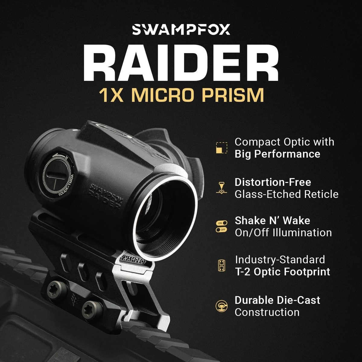 Swampfox Raider Prism Sight with Red BRC Reticle T2