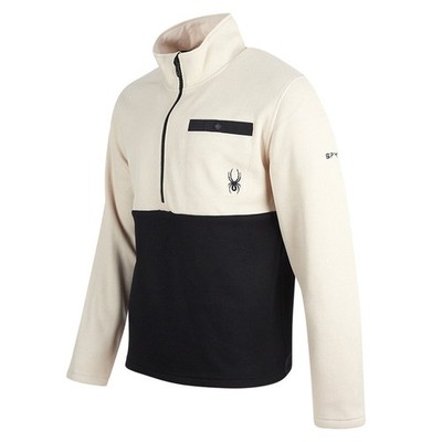 SPYDER MEN'S MEDALLION HALF ZIP PULLOVER, MOONBEAM, MEDIUM