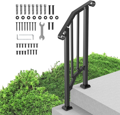 Handrails for Outdoor Steps, 1 Step Stair Hand Rail Kit, Transitional Carbon Ste