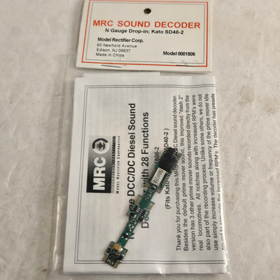 MRC 1806 N Gauge Drop In DCC/DC 28 Function Sound Decoder For Kato SD40-2 NOS