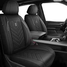 Disutogo Waterproof Leather Seat Covers For Dodge Ram Truck 5 Seats Black