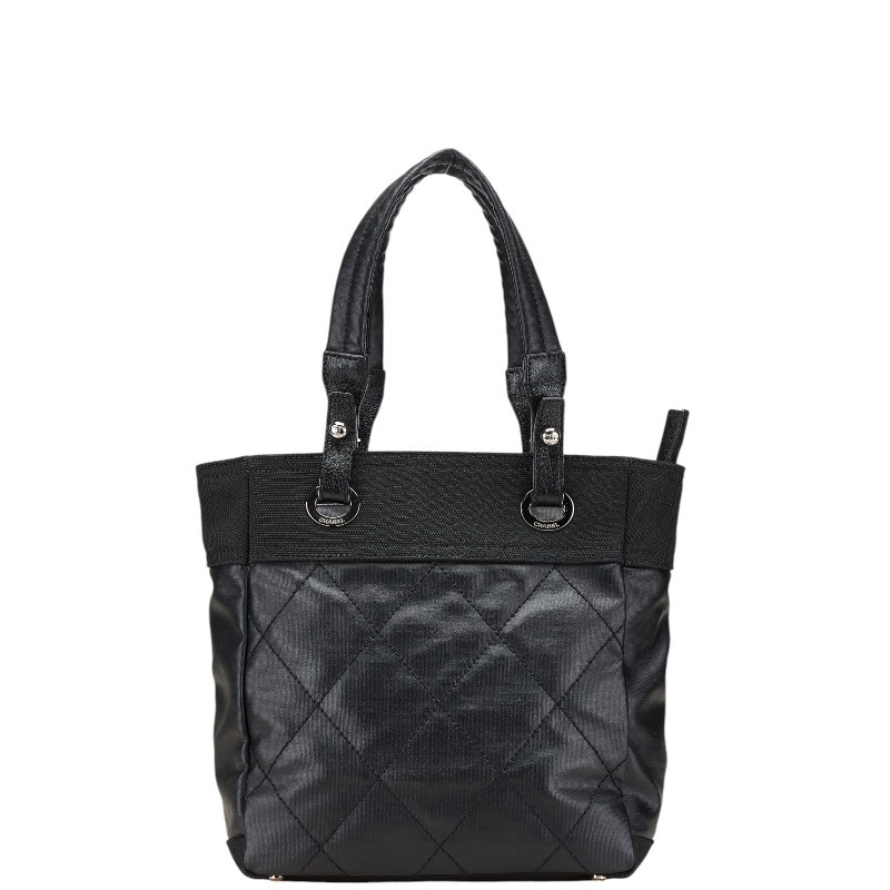 Chanel Matelasse Paris Biarritz Tote PM Black Canvas Bag A34208