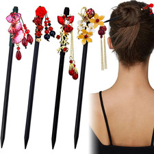 4 PACK Chinese Hair Chopsticks for Women, Wooden Hair Accessories, Japanese Hair