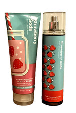 STRAWBERRY SODA FRAGRANCE MIST  BODY CREAM 2 PC GIFT WRAP SET BATH BODY WORKS