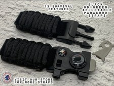 20 22 mm Handmade Black Adjustable Paracord Watch Strap 13 Functions 7"-8" Wrist