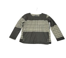 Loveu Dear Plaid & Wide Black Stripe Colorful Long Sleeves blouse Top Size L