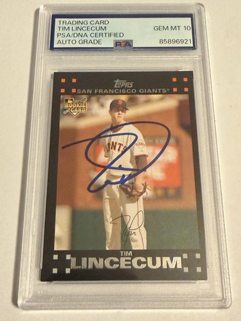 Tim Lincecum Signed Auto Autographed 2007 Topps Flagship Rookie PSA Auto 10